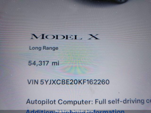 5YJXCBE20KF162260 Tesla Model X 100d/75d/long Range