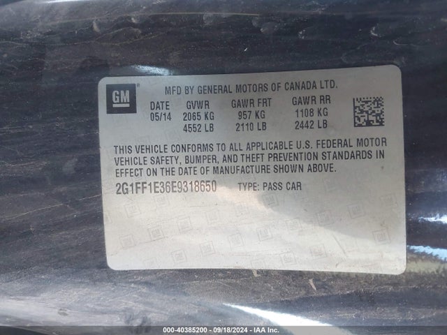 Chevrolet Camaro 1lt 2014 2G1FF1E36E9318650 Image 9