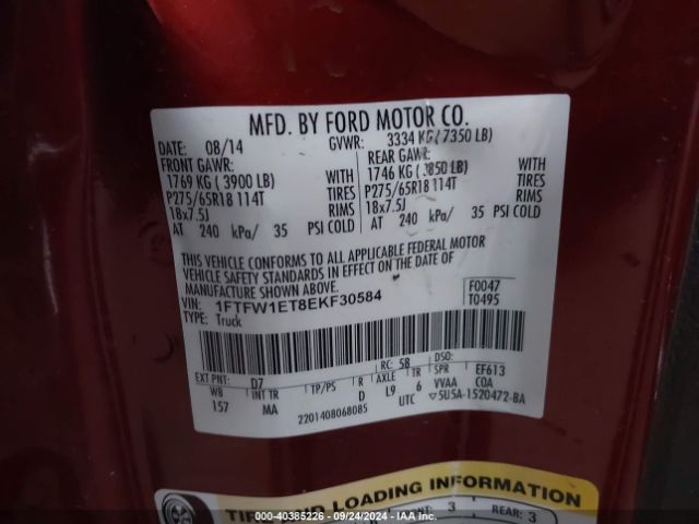 1FTFW1ET8EKF30584 Ford F-150 Xlt