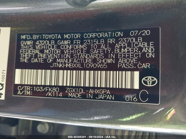 Toyota C-HR XLE 2020 JTNKHMBXXL1090965 Image 9