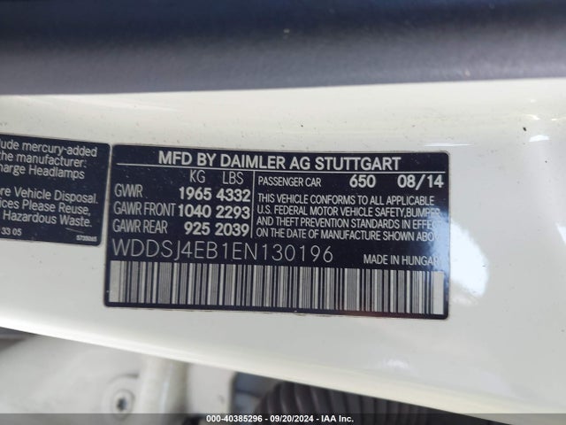 Mercedes-Benz CLA 250 2014 WDDSJ4EB1EN130196 Image 9