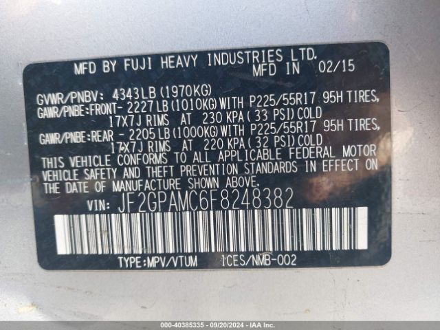 JF2GPAMC6F8248382 Subaru Xv Crosstrek 2.0i Limited