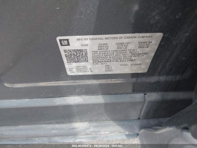 2GNAXKEV4L6217067 Chevrolet Equinox Fwd Lt 1.5l Turbo
