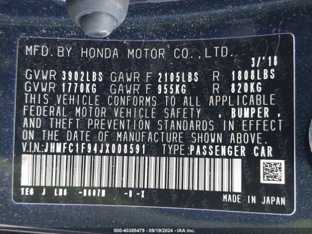 JHMFC1F94JX008591 Honda Civic Touring