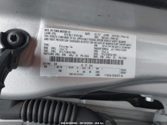 Ford FOCUS SE 2017 1FADP3K28HL224890 Image 9