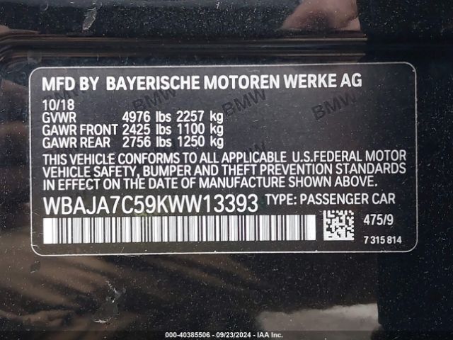 WBAJA7C59KWW13393 BMW 530i Xdrive