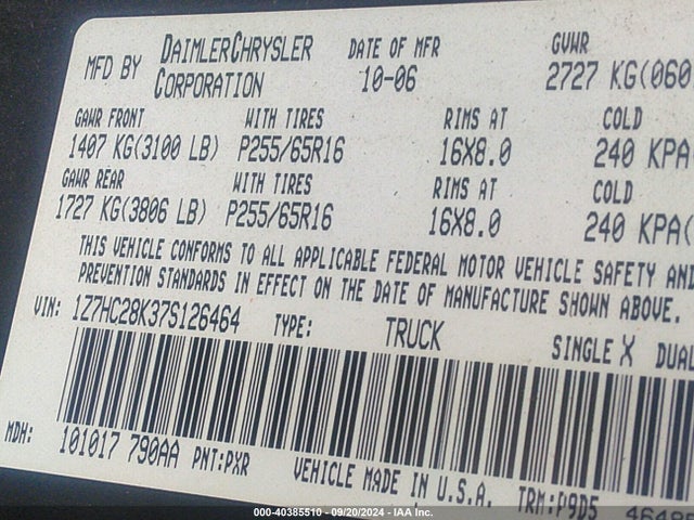 2007 MITSUBISHI RAIDER 1Z7HC28K37S126464 Photo 8
