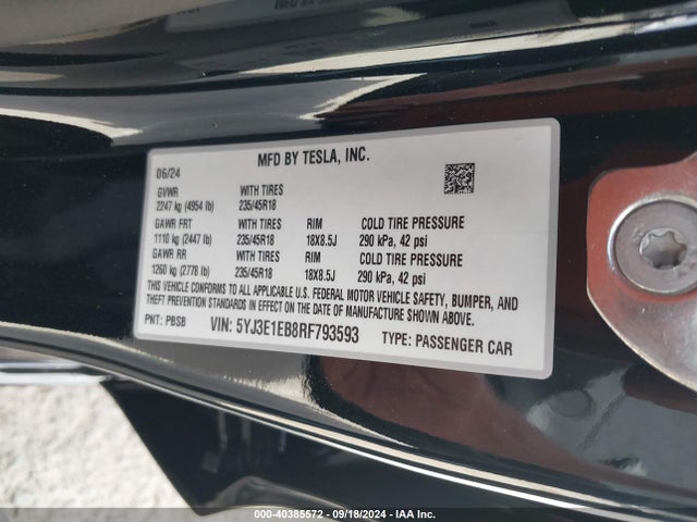 2024 TESLA MODEL 3 5YJ3E1EB8RF793593 Photo 8