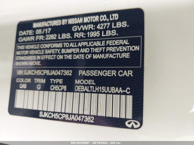 SJKCH5CP8JA047362 Infiniti Qx30 Sport