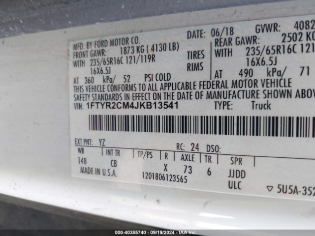 1FTYR2CM4JKB13541 Ford Transit-250