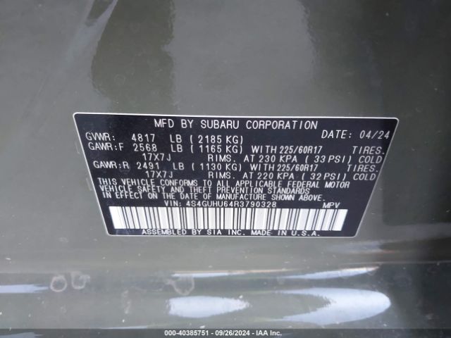 4S4GUHU64R3790328 Subaru Crosstrek Wilderness