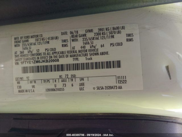 1FTYE1ZM6JKB20908 Ford Transit-150