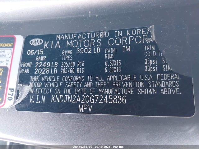 KIA Soul 2016 KNDJN2A20G7245836 Image 9
