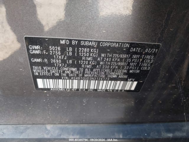 4S4BTGUD3N3124173 Subaru Outback Wilderness
