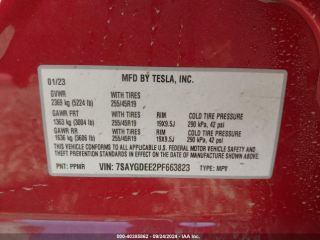 7SAYGDEE2PF663823 Tesla Model Y