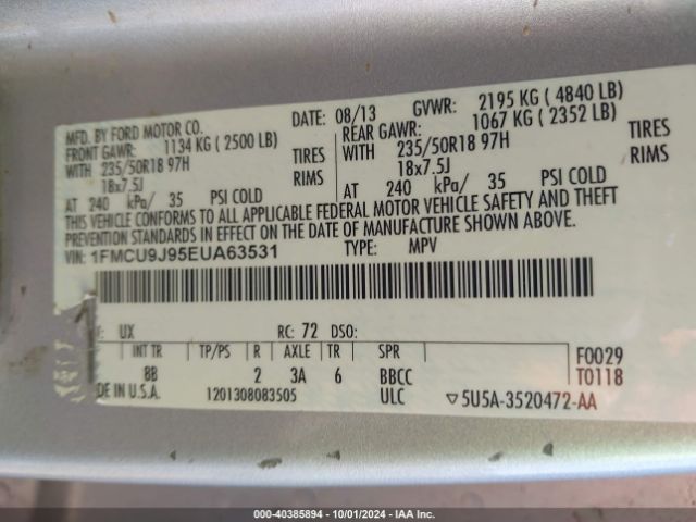 1FMCU9J95EUA63531 Ford Escape Titanium
