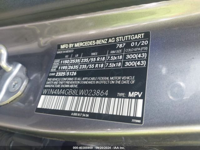 W1N4M4GB8LW023864 Mercedes-Benz GLB 250