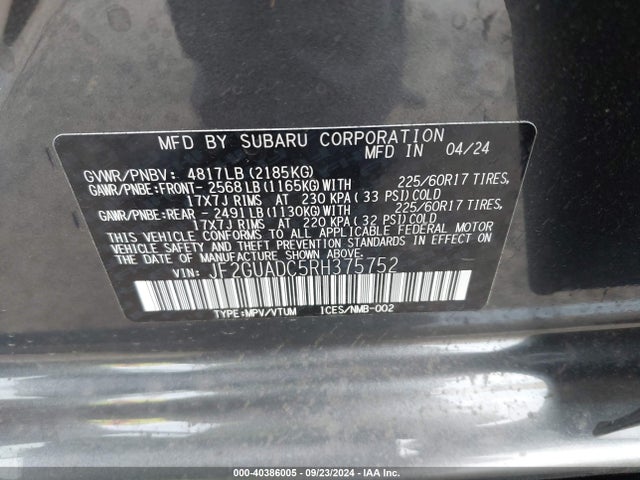 JF2GUADC5RH375752 Subaru Crosstrek Premium