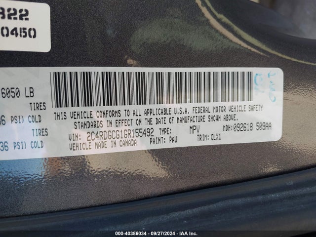 Dodge Grand Caravan Sxt 2016 2C4RDGCG1GR155492 Image 9