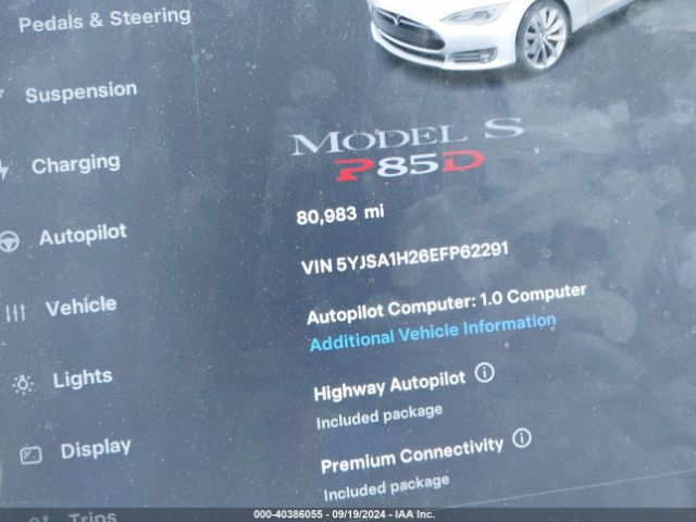 5YJSA1H26EFP62291 Tesla Model S P85d