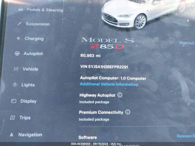 5YJSA1H26EFP62291 Tesla Model S P85d