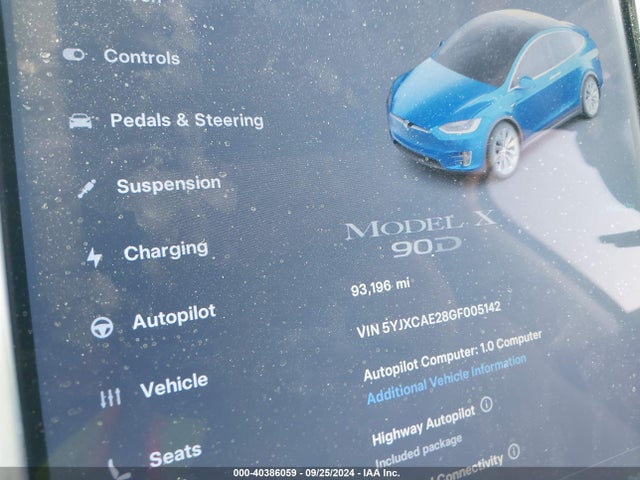 Tesla Model X 60d/70d/75d/90d 2016 5YJXCAE28GF005142 Image 15