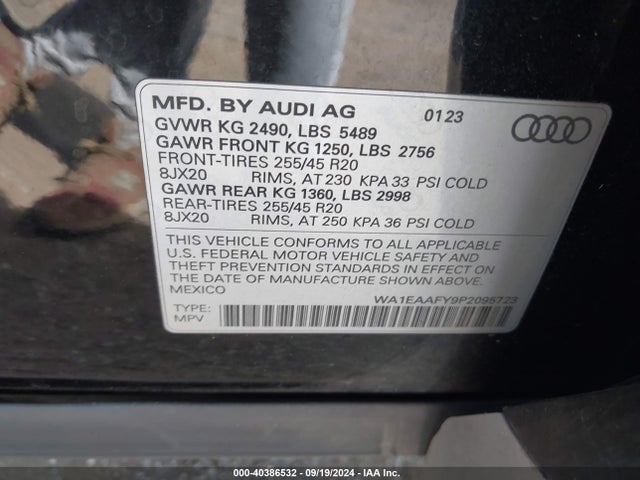 WA1EAAFY9P2095723 Audi Q5 Premium Plus 45 Tfsi S Line Quattro