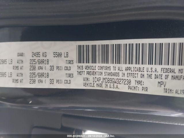 1C4PJMDB9GW327230 Jeep Cherokee Limited