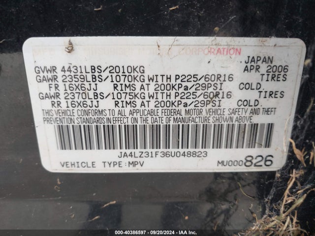2006 MITSUBISHI OUTLANDER JA4LZ31F36U048823 Photo 8