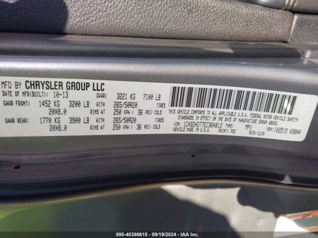 1C4SDHDT7EC364812 Dodge DURANGO LIMITED