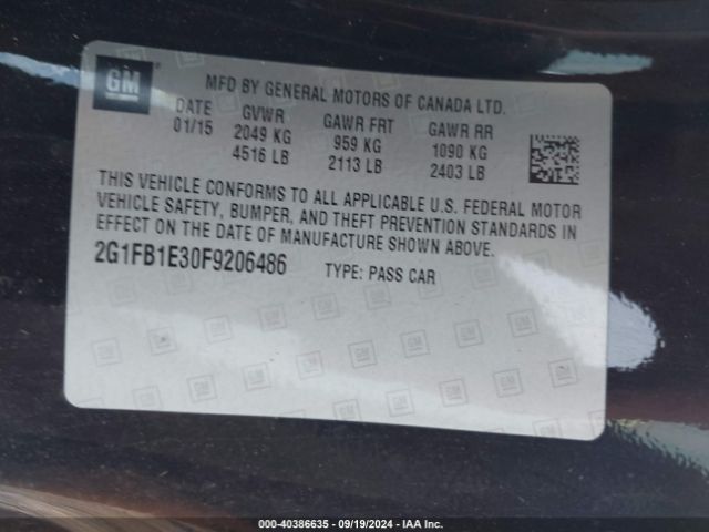 2G1FB1E30F9206486 Chevrolet Camaro 2ls
