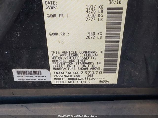1N4AL3AP4GC257170 Nissan Altima 2.5 S