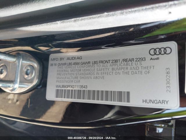WAUB8GFFXG1113543 Audi A3 2.0t Premium
