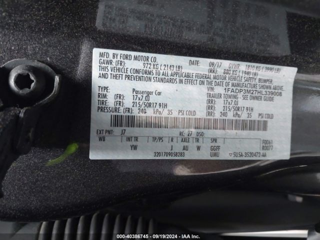 1FADP3M27HL339008 Ford FOCUS SEL