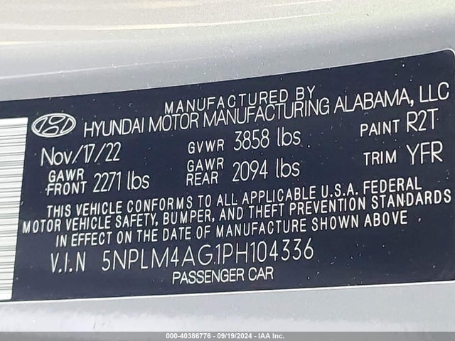 Hyundai ELANTRA SEL 2023 5NPLM4AG1PH104336 Image 9