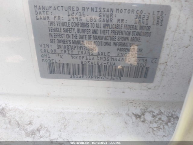 3N1AB7AP7HY243649 Nissan SENTRA S