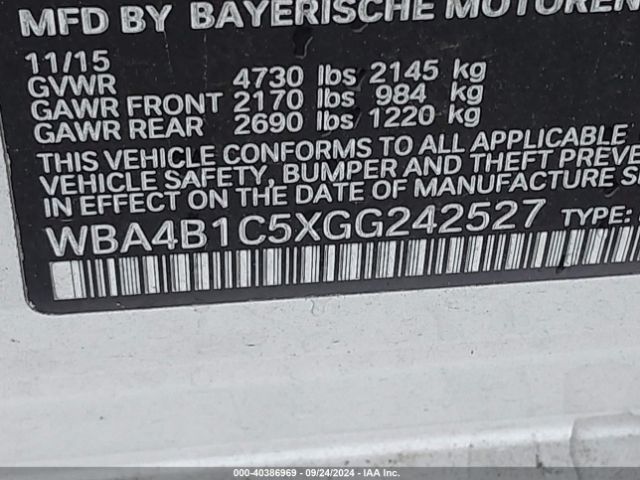 WBA4B1C5XGG242527 BMW 435i Gran Coupe