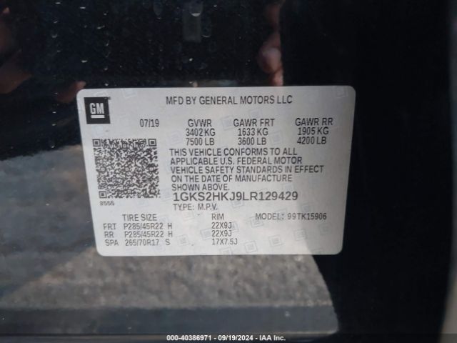1GKS2HKJ9LR129429 GMC Yukon Xl 4wd Denali