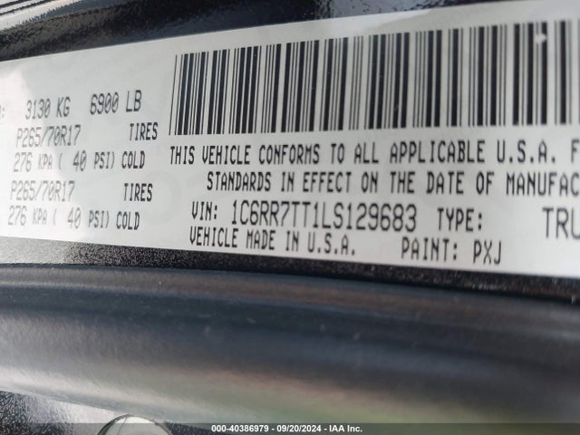 1C6RR7TT1LS129683 RAM 1500 Classic Slt  4x4 6'4 Box