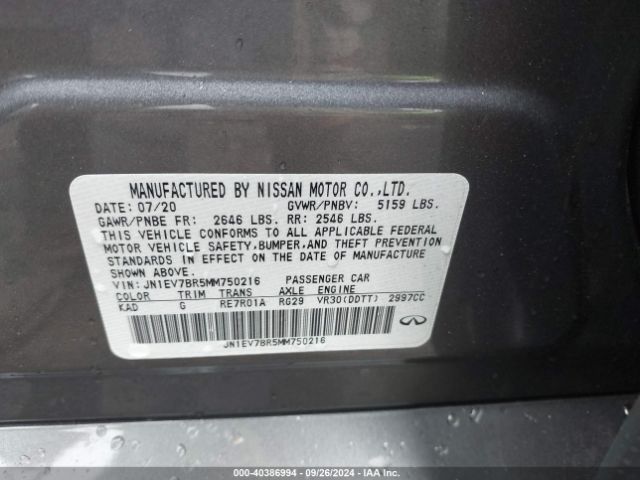 JN1EV7BR5MM750216 Infiniti Q50 Luxe Awd