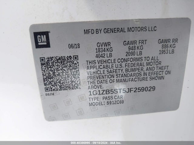 Chevrolet Malibu 1ls 2018 1G1ZB5ST5JF259029 Image 9