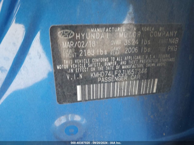 Hyundai ELANTRA SE 2018 KMHD74LF2JU657344 Image 9