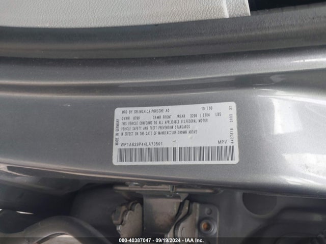 2004 PORSCHE CAYENNE WP1AB29P44LA73501 Photo 8