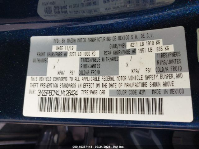 3MZBPBCM4LM126424 Mazda Mazda3 Select Package