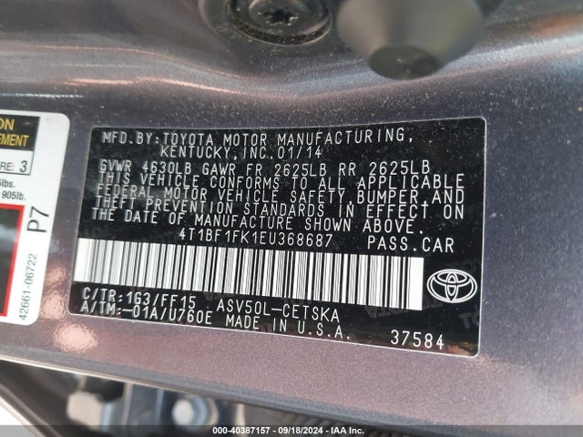 Toyota CAMRY SE 2014 4T1BF1FK1EU368687 Image 9