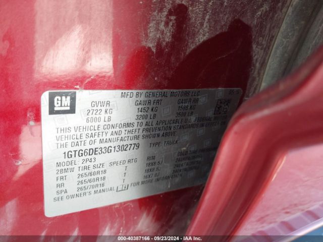 1GTG6DE33G1302779 GMC CANYON SLT