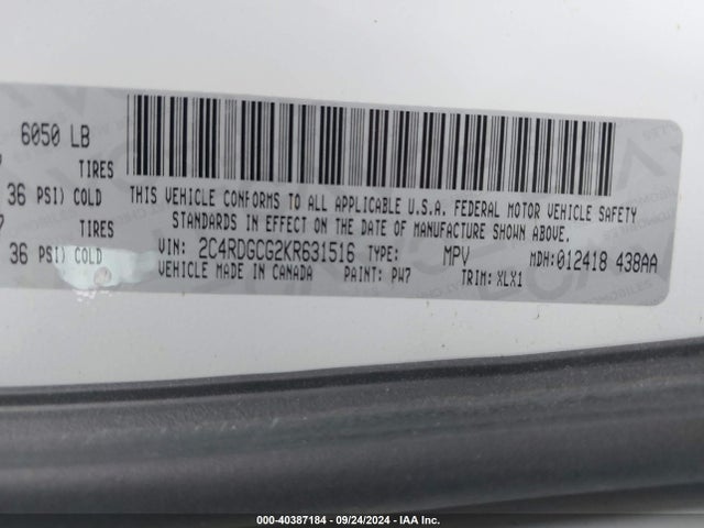 Dodge Grand Caravan Sxt 2019 2C4RDGCG2KR631516 Image 9