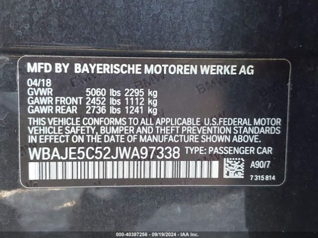 WBAJE5C52JWA97338 BMW 540I