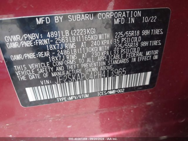 JF2SKAPC4PH413965 Subaru Forester Limited