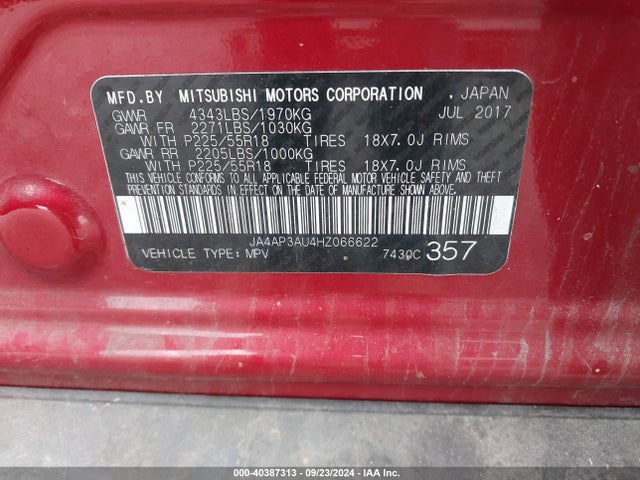 2017 MITSUBISHI OUTLANDER SPORT JA4AP3AU4HZ066622 Photo 8